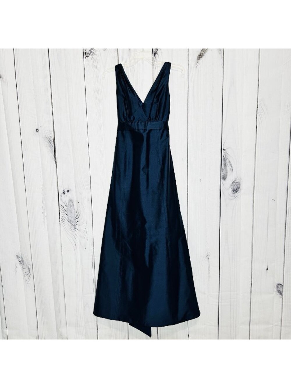 Jenny Yoo Silk Chiffon Navy Blue Gown Formal Evening Dress Sleeveless Sz 0